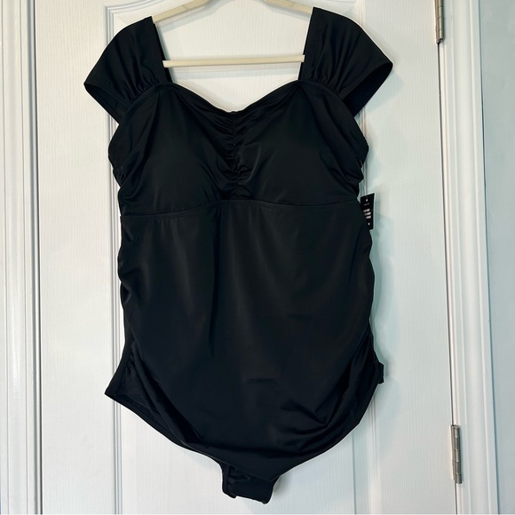 torrid Other - Torrid One Piece Swimsuit Women’s 3X Black Wireless Ruched Cap Sleeves